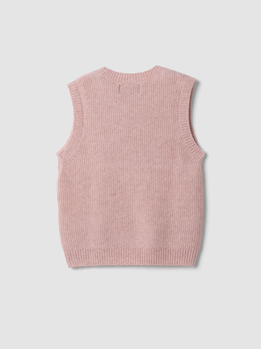 Pink crew-neck wool and alpaca stretch-knit gilet_2
