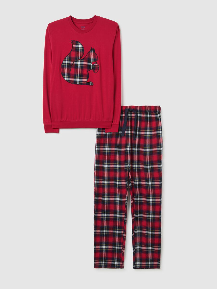 Long plaid multicoloured pure cotton pyjamas regular fit_4