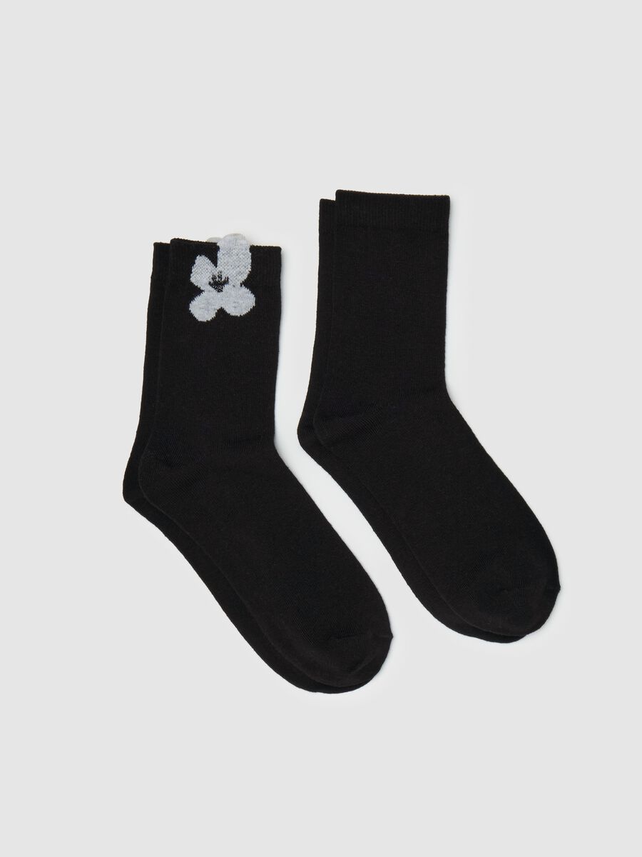 Two-pair pack short socks with flower_0