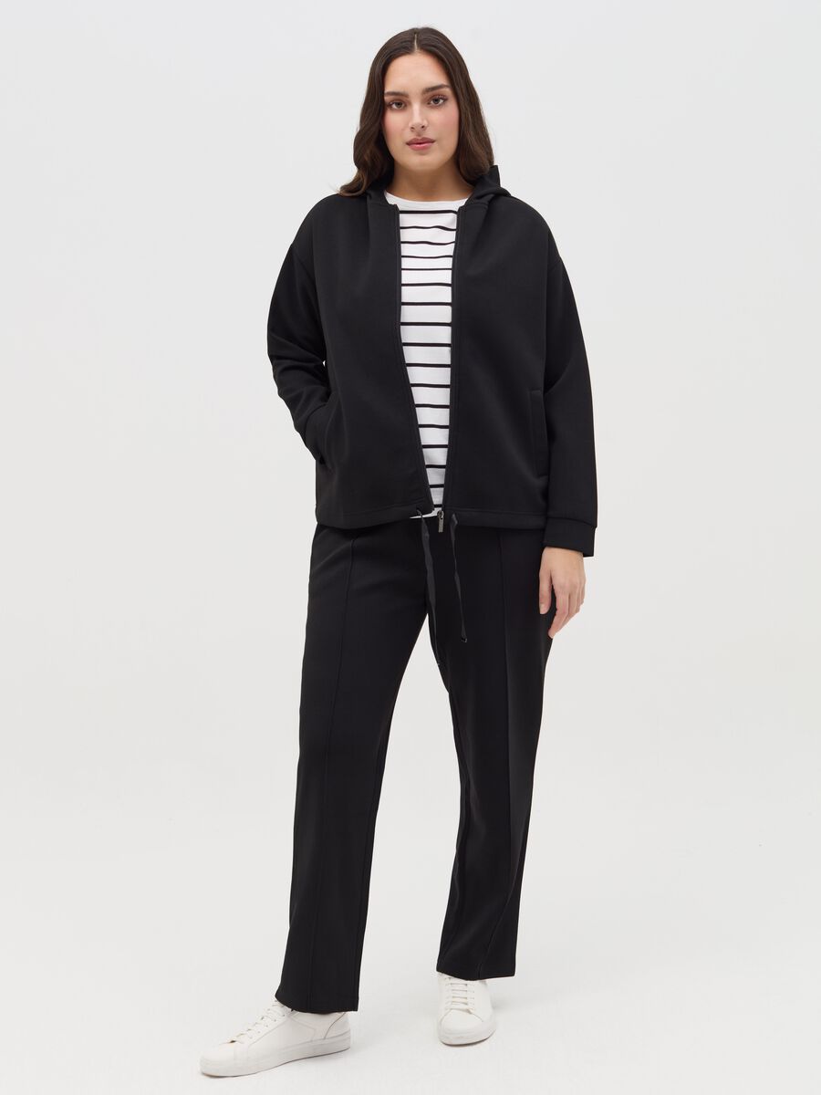 Curvy plush joggers with embossed seams_0