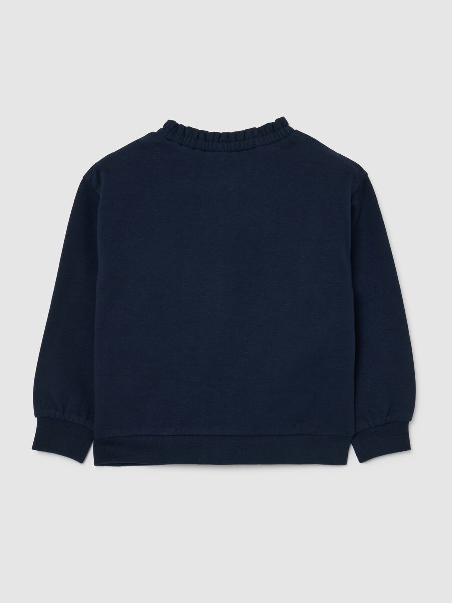 Girls' blue sweatshirt in stretch cotton regular fit with zip_1