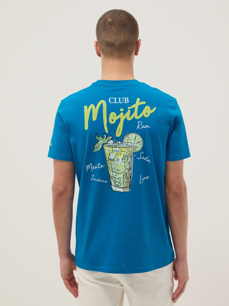 T-shirt in puro cotone blu regular fit con stampa mojito_2