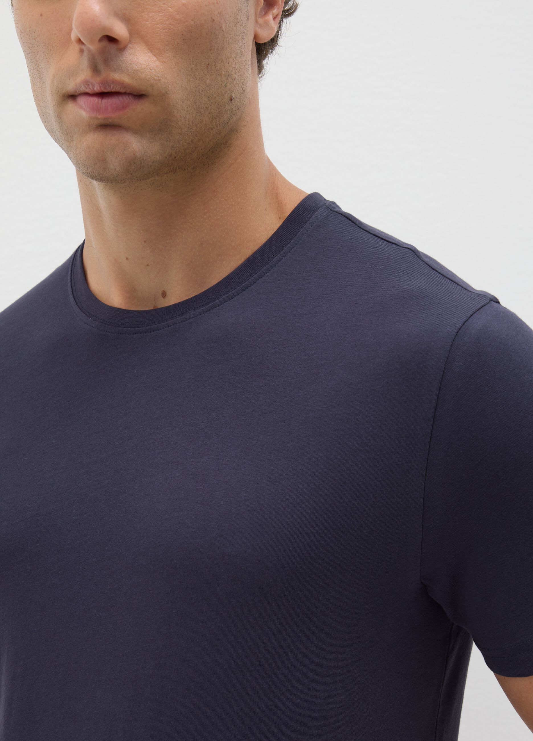 Men's blue pure cotton T-shirt