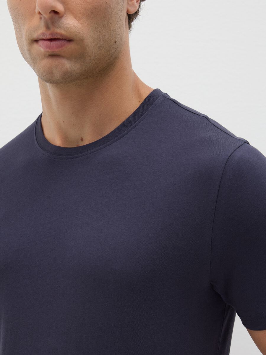 Men's blue pure cotton T-shirt_3