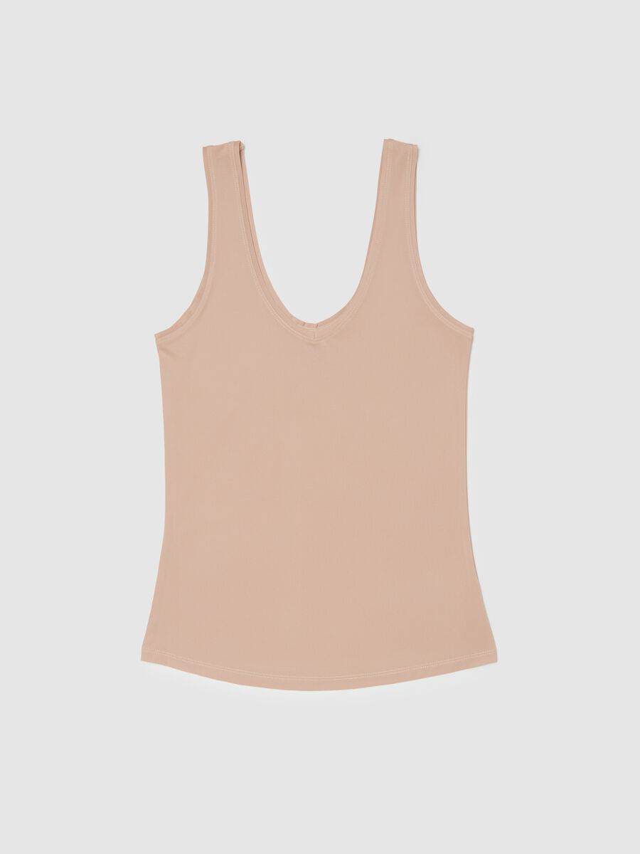 Canotta beige deep V regular fit_4