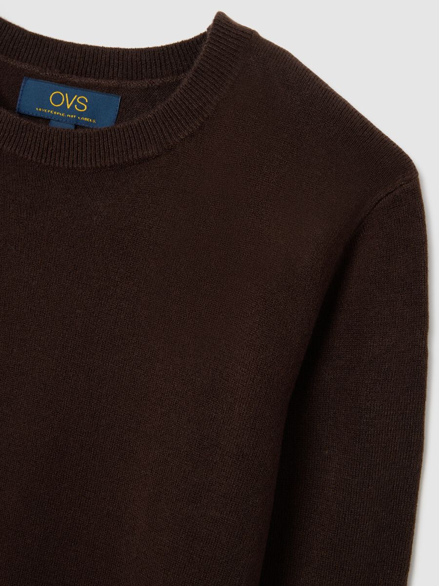 Brown Jersey Knit Sweater_1