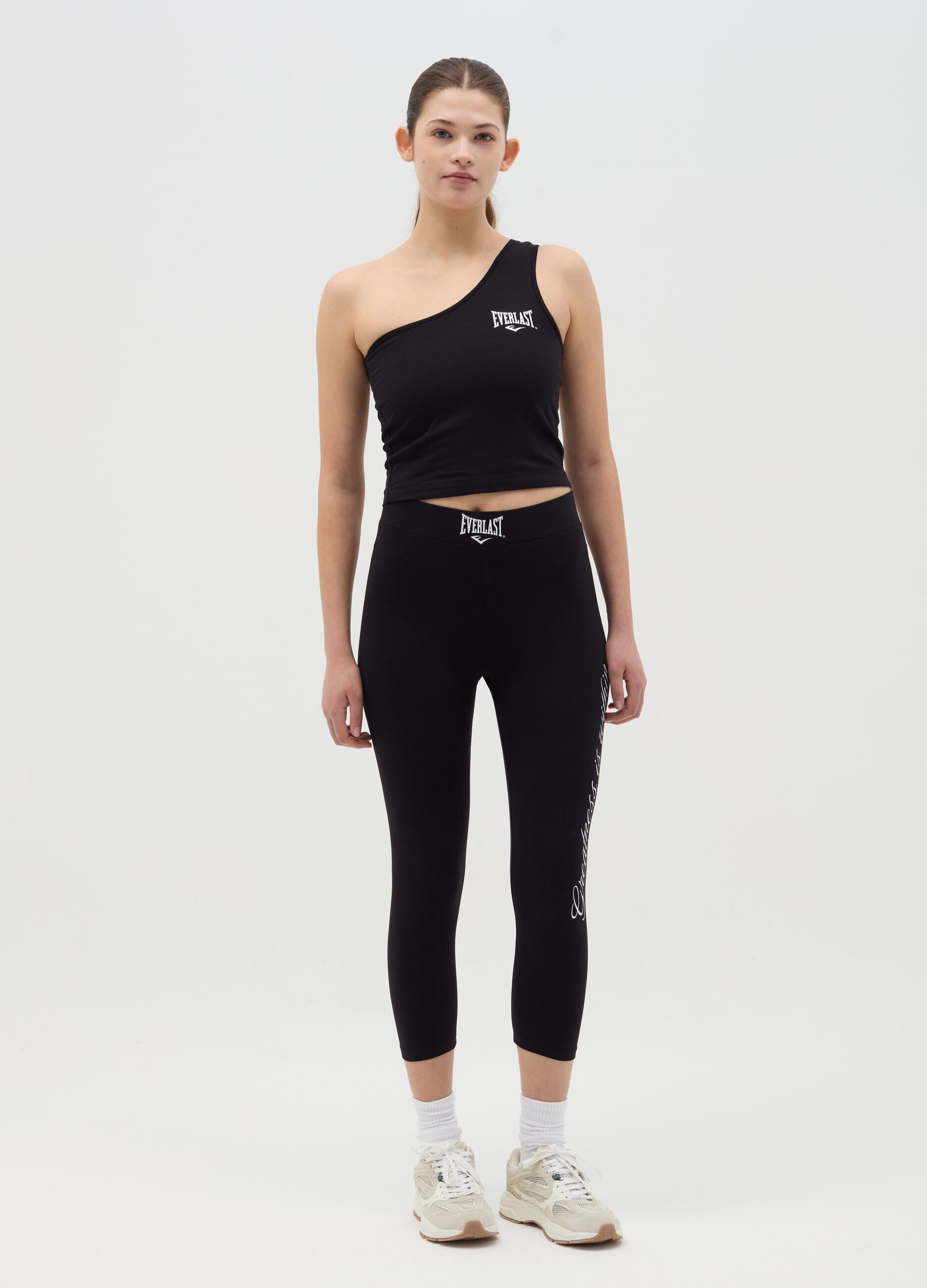 Single-shoulder top with logo embroidery