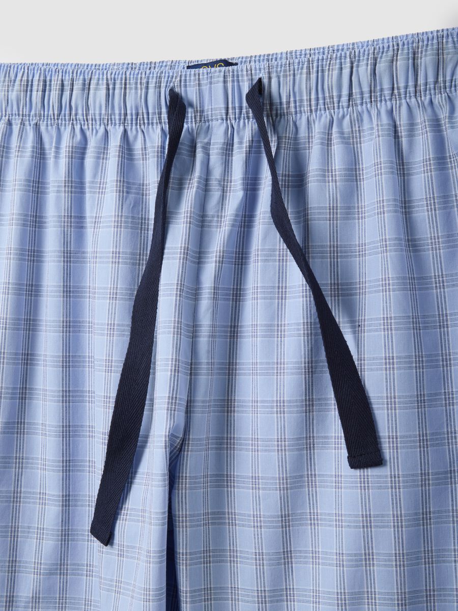 Multicolour check pure cotton pyjama trousers regular fit_5