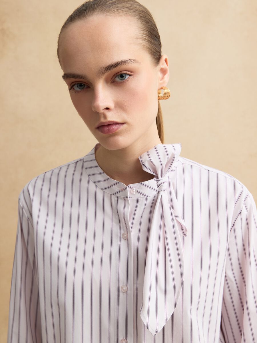 Oversize fit multi-colour striped stretch cotton shirt_1