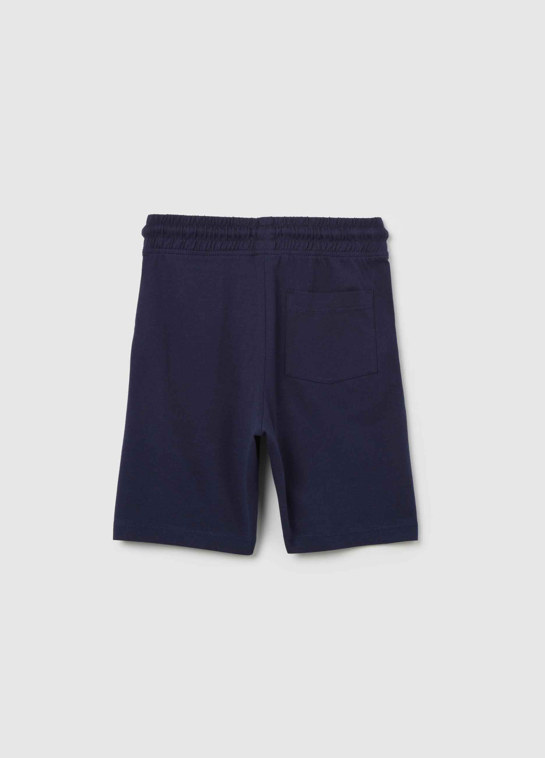 Shorts blu in cotone con vita elasticata