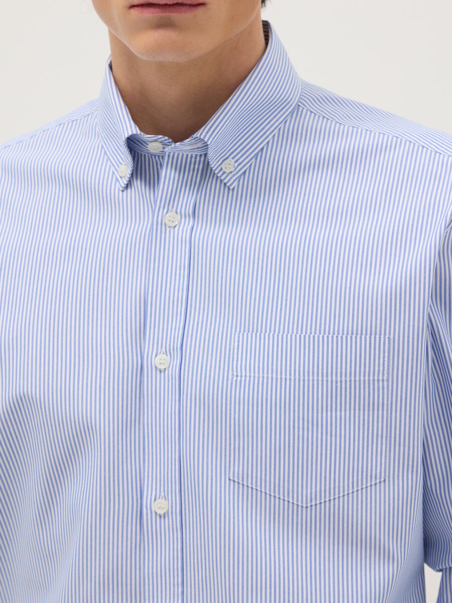 Multicolour striped shirt in cotton blend regular fit easy iron_1