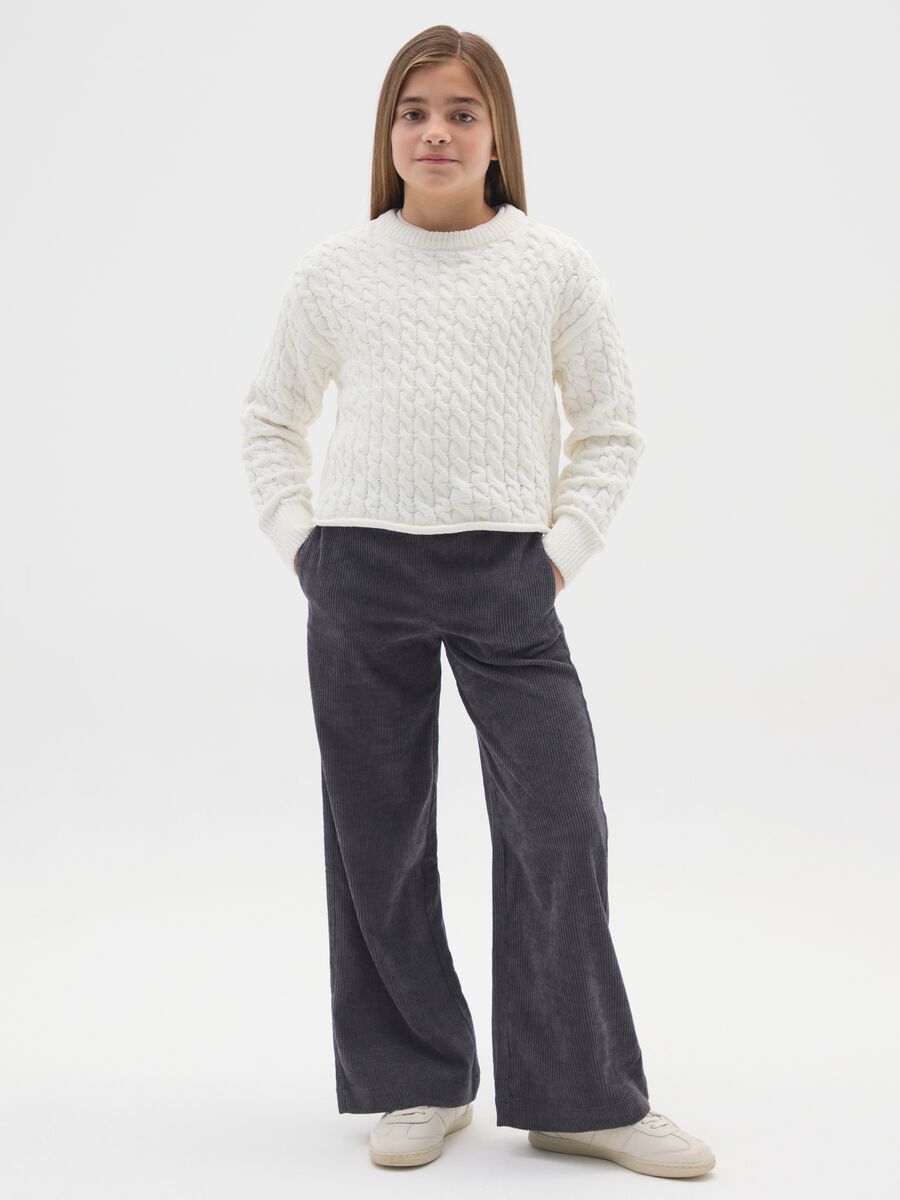 Girls' grey corduroy trousers with relaxed fit_0