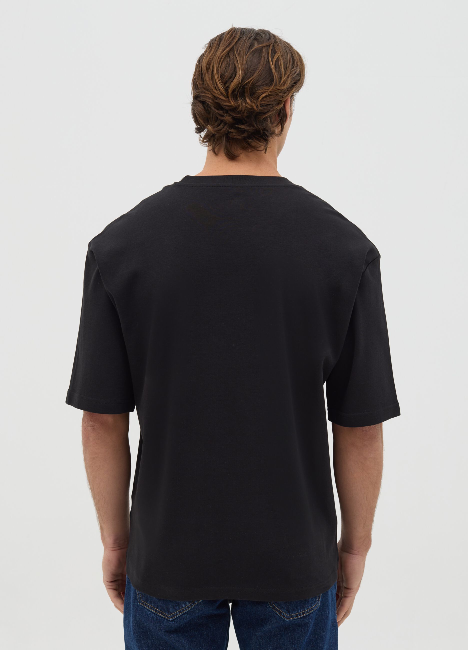 Black short sleeve cotton T-shirt