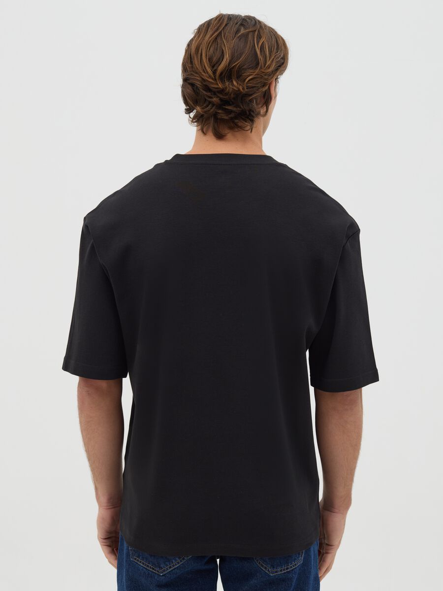 Black short sleeve cotton T-shirt_3