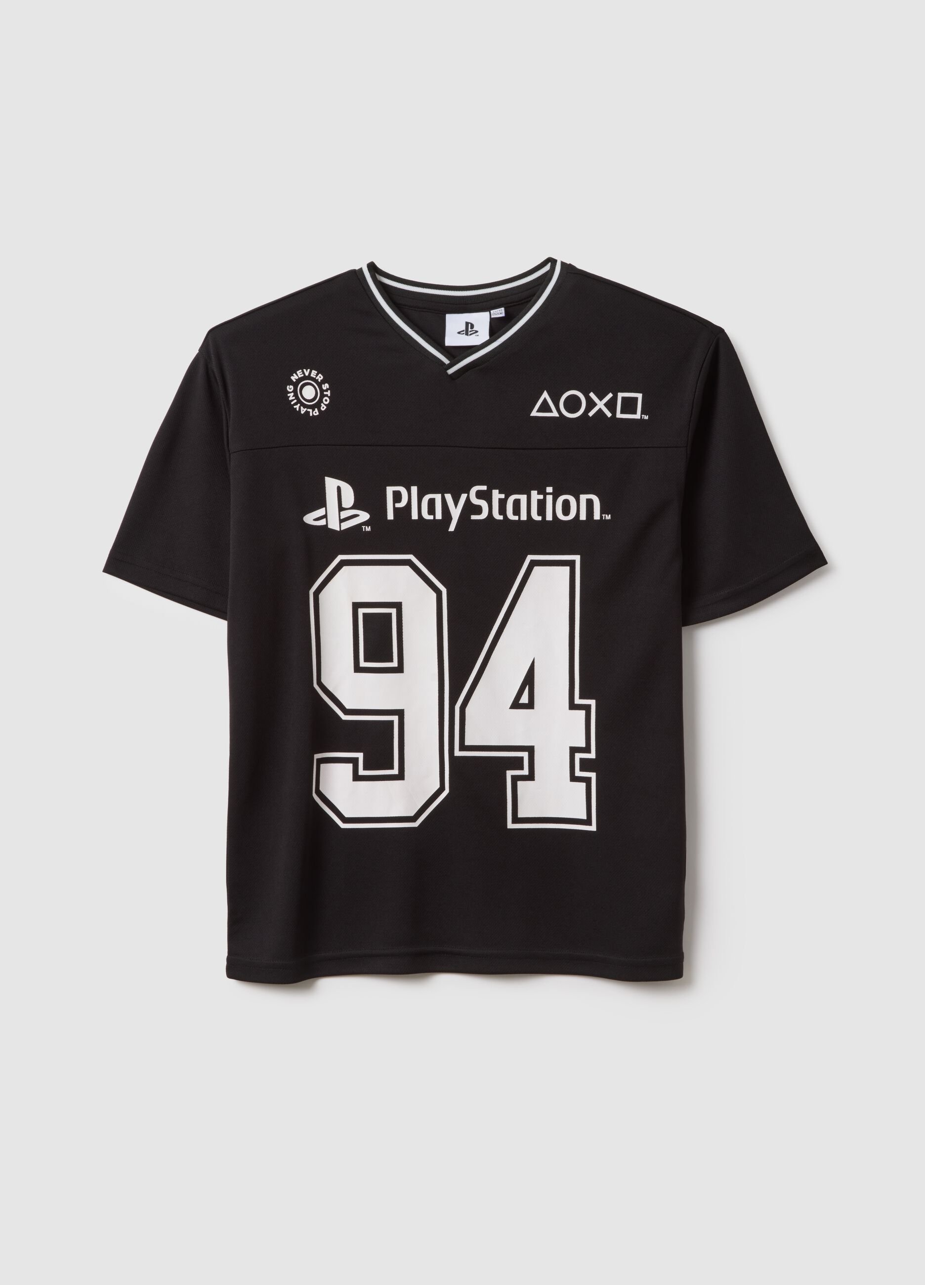 Children's black pure cotton regular fit T-shirt with PlayStation logo
