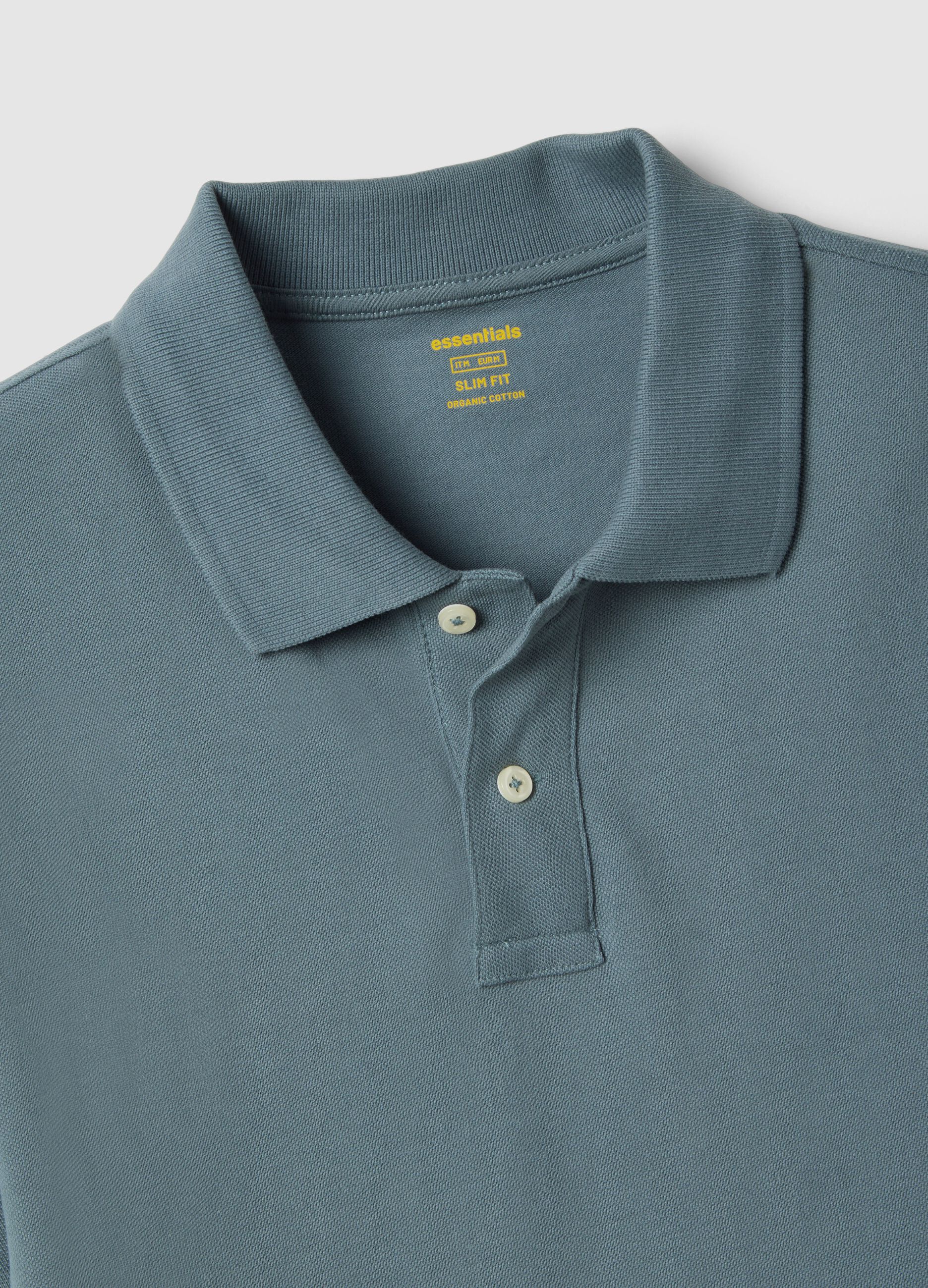 Slim fit grey pure cotton polo