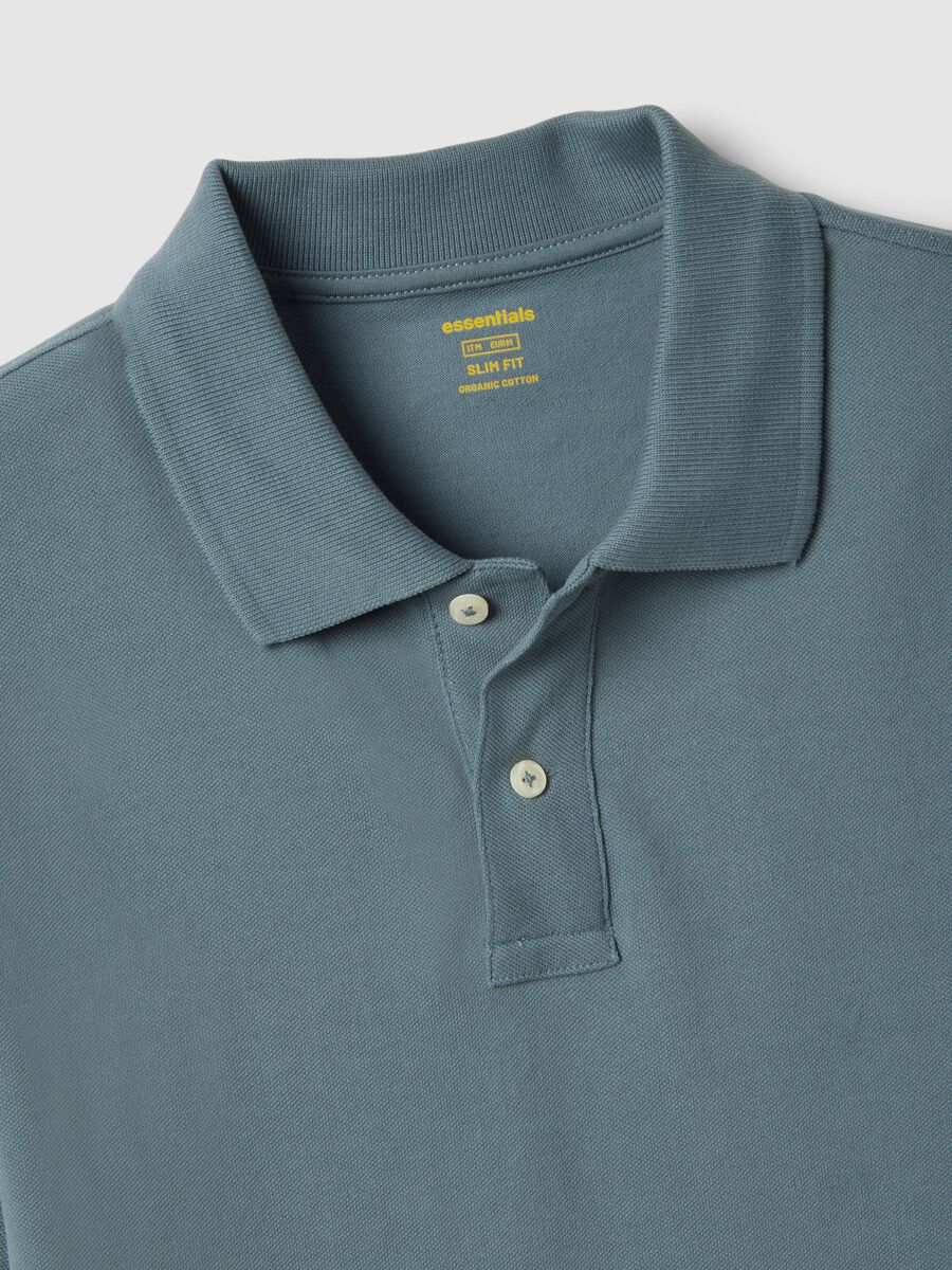 Polo in puro cotone grigio slim fit_5