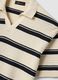 Beige striped pure cotton polo shirt with classic collar, oversized fit_5