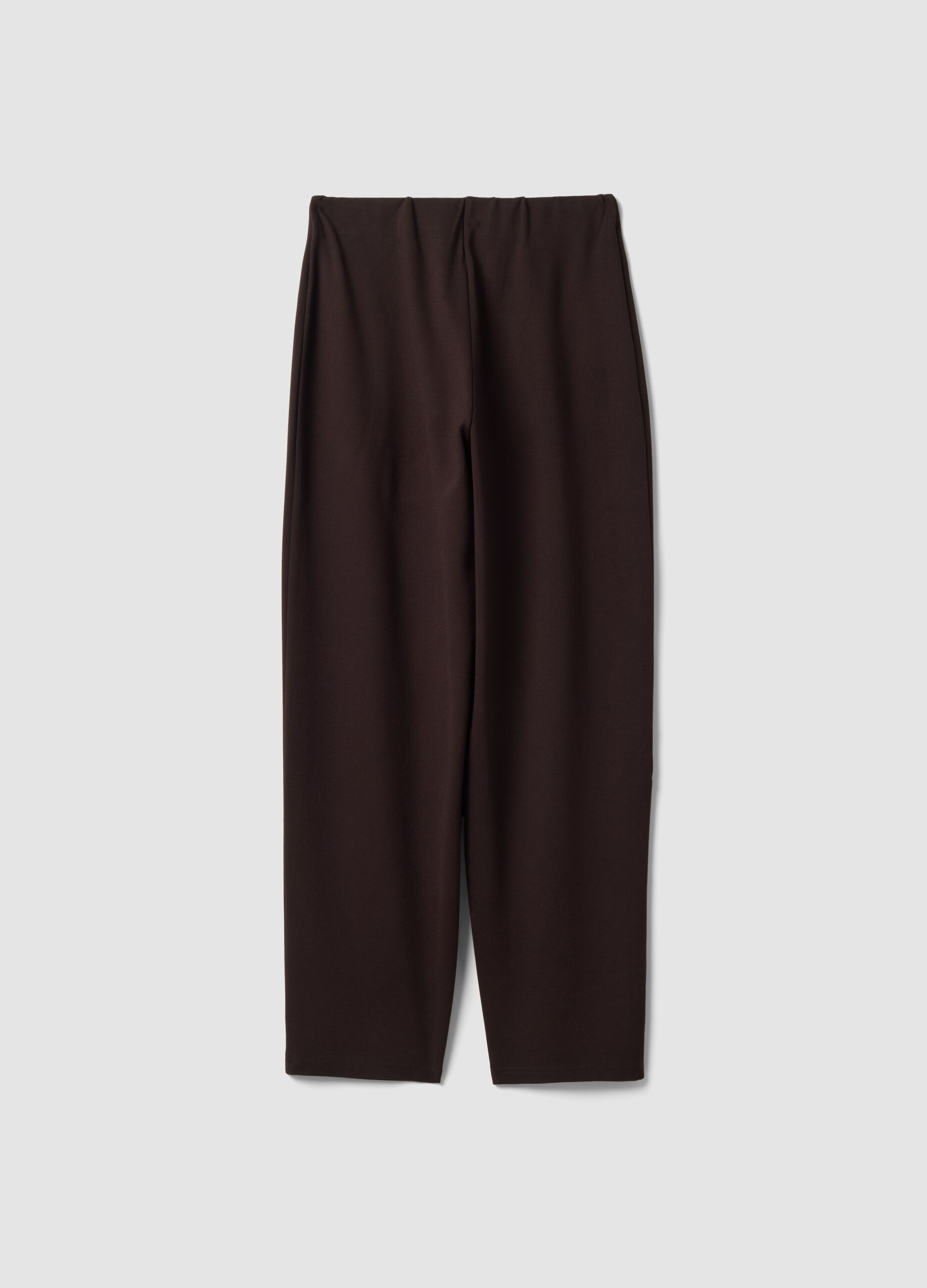 Brown stretch viscose Milano stitch barrel-fit jogger trousers