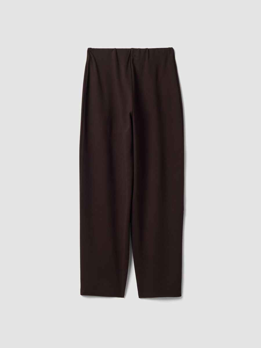 Pantaloni jogger marroni in punto Milano di viscosa elasticizzata barrel fit_6