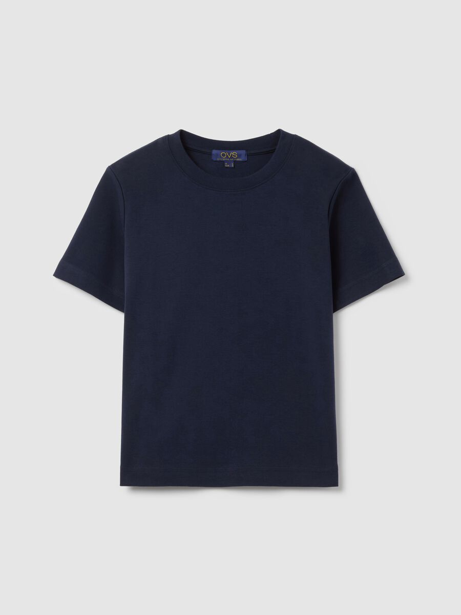 Solid colour T-shirt with round neck_4