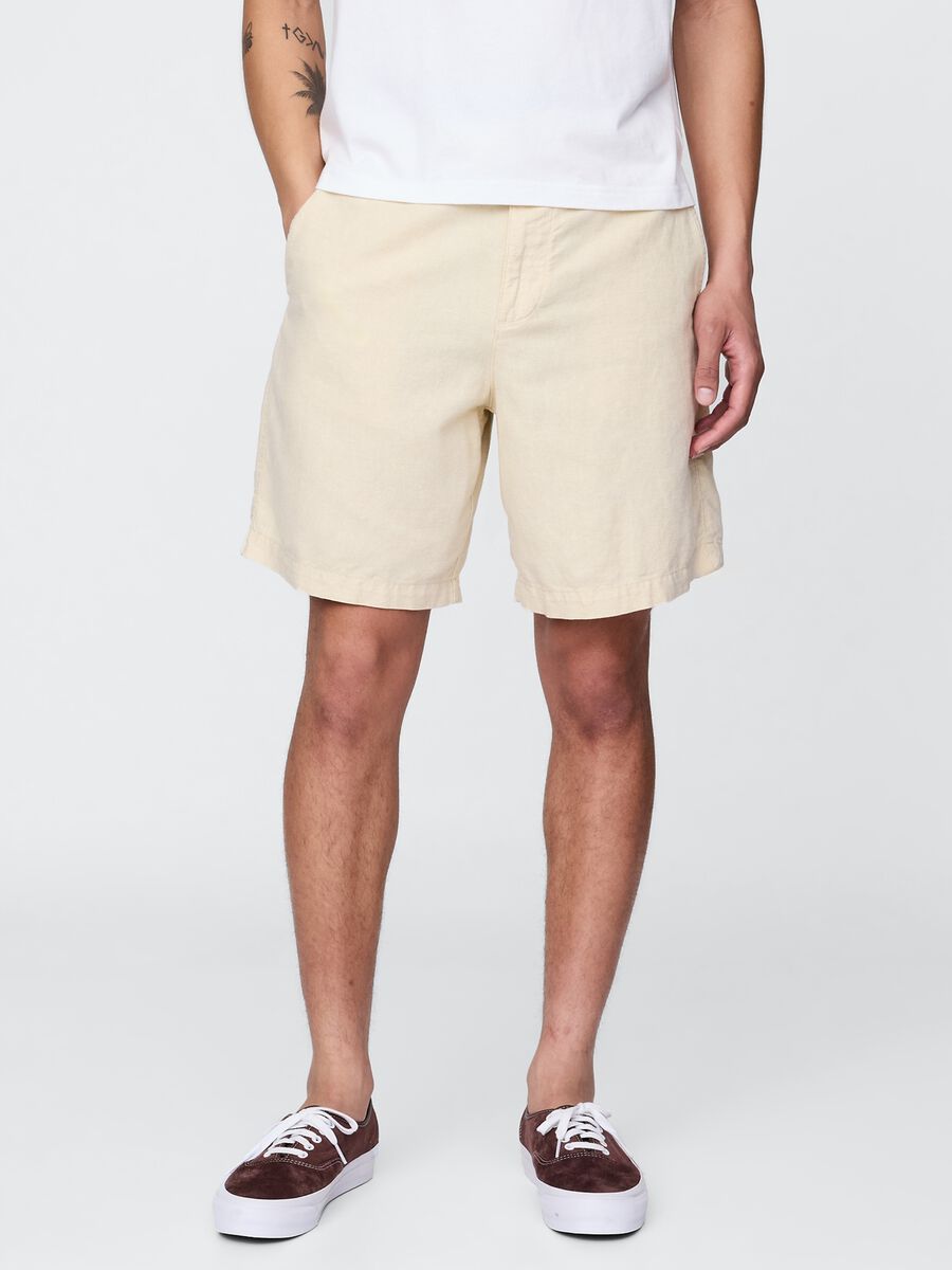 Beige Linen and Cotton Blend Shorts by Gap_1