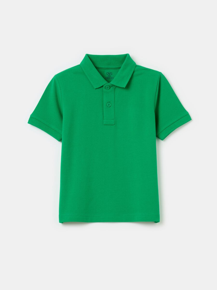 Solid colour cotton piquet polo shirt_0