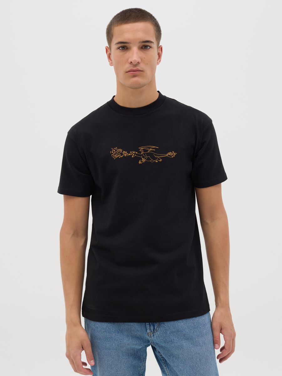 Black Manga Logo Cotton T-shirt_0