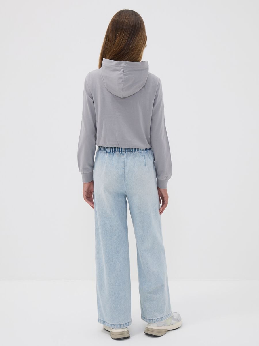 Jeans azzurri wide leg in misto cotone e viscosa per ragazza_1