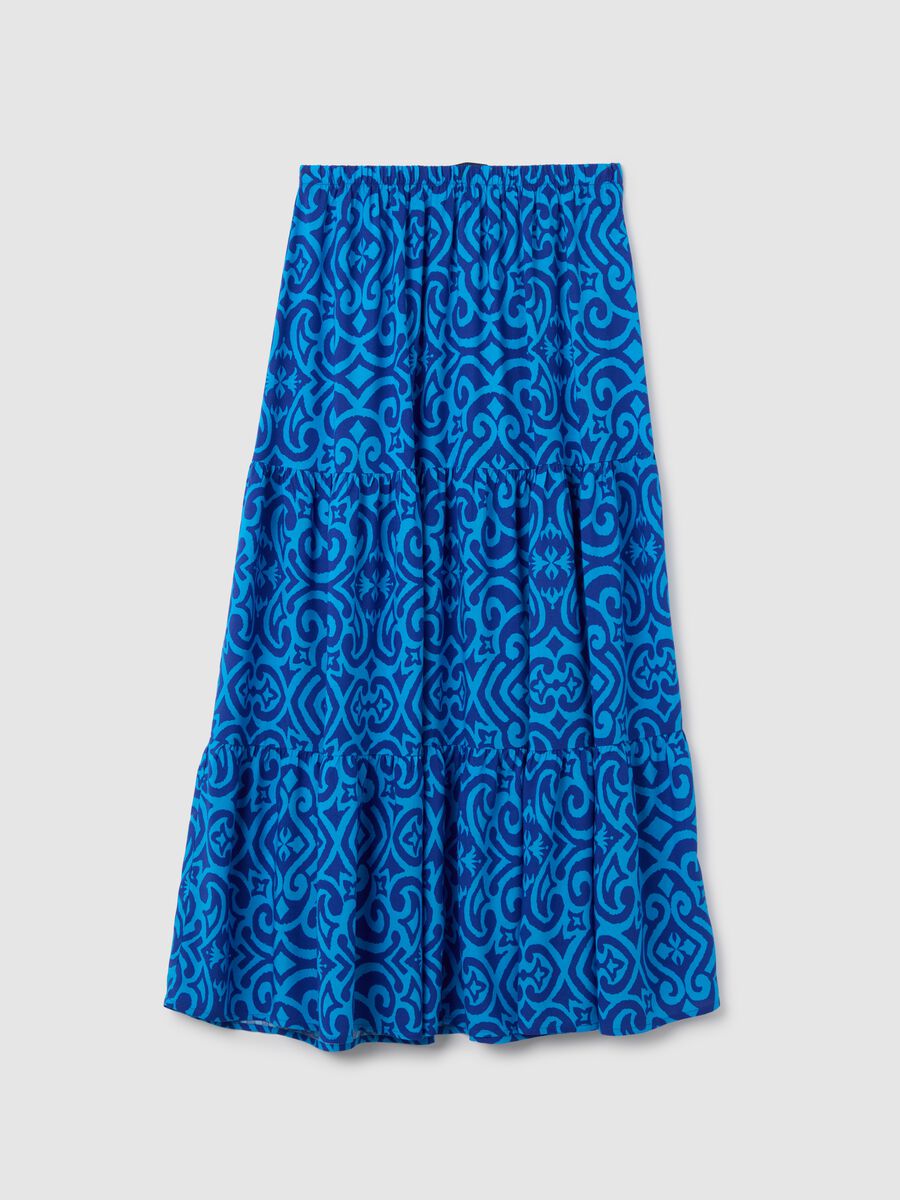 Women's long multicolour skirt in pure viscose, regular fit_0