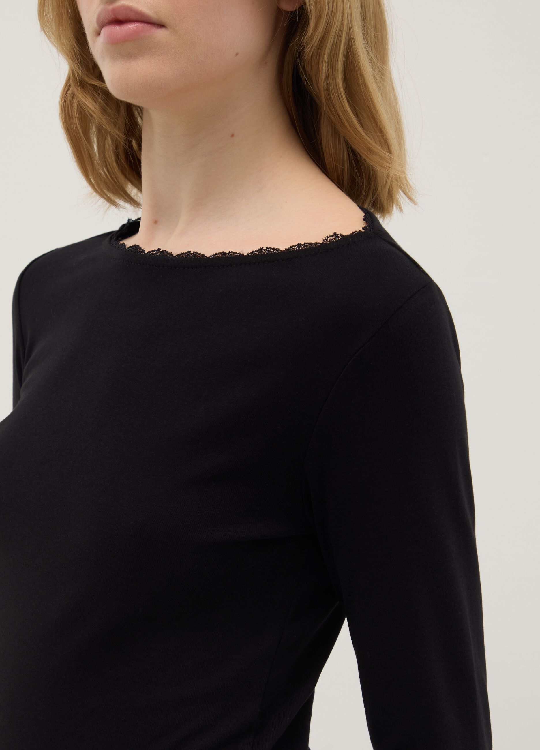 Black pure cotton regular fit T-shirt