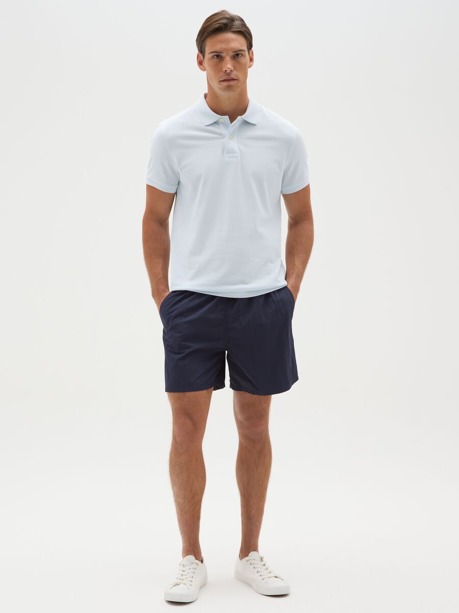 Pantaloncini da uomo in misto blu regular fit_0