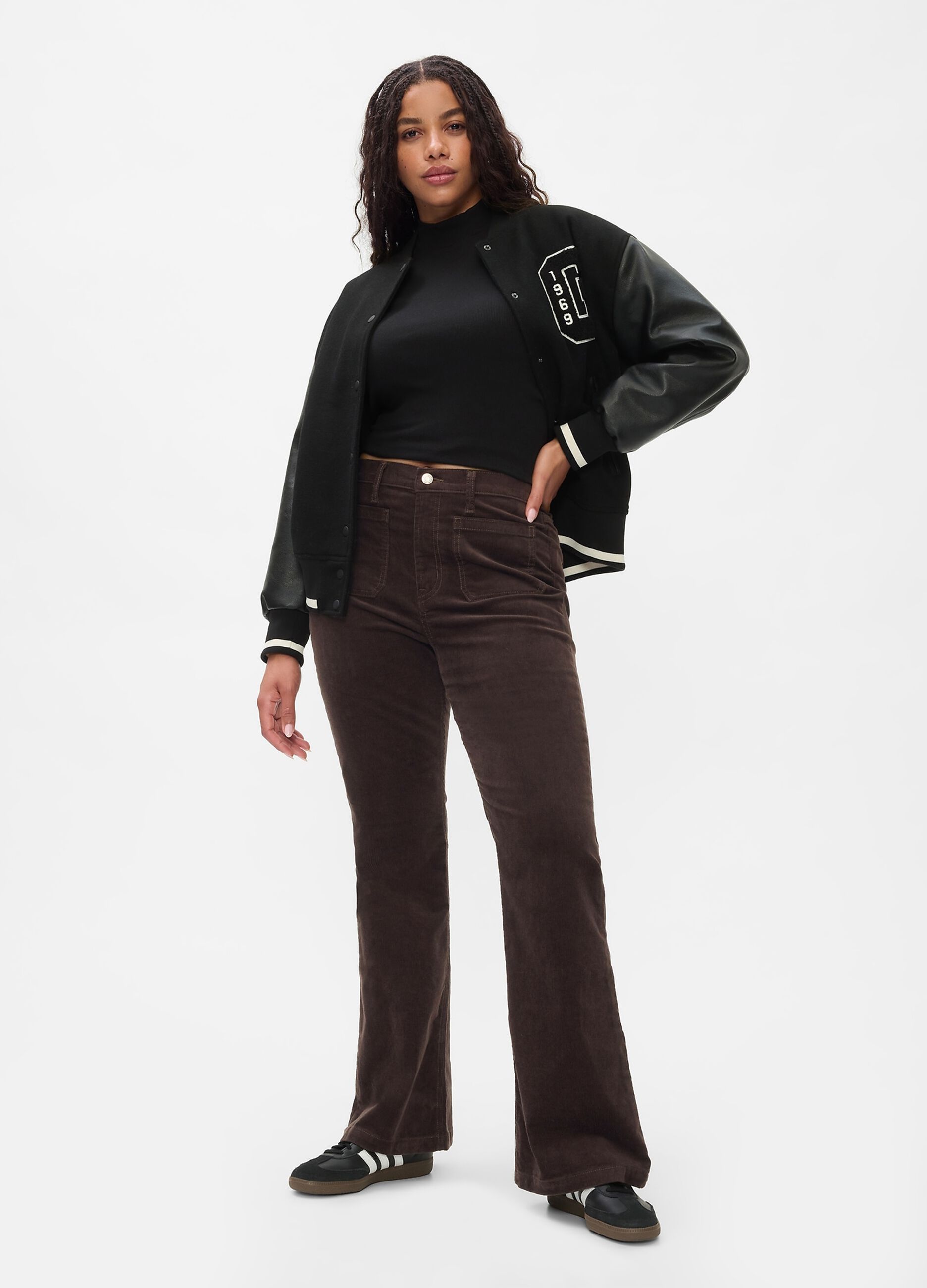 Flare-fit high-rise trousers in corduroy