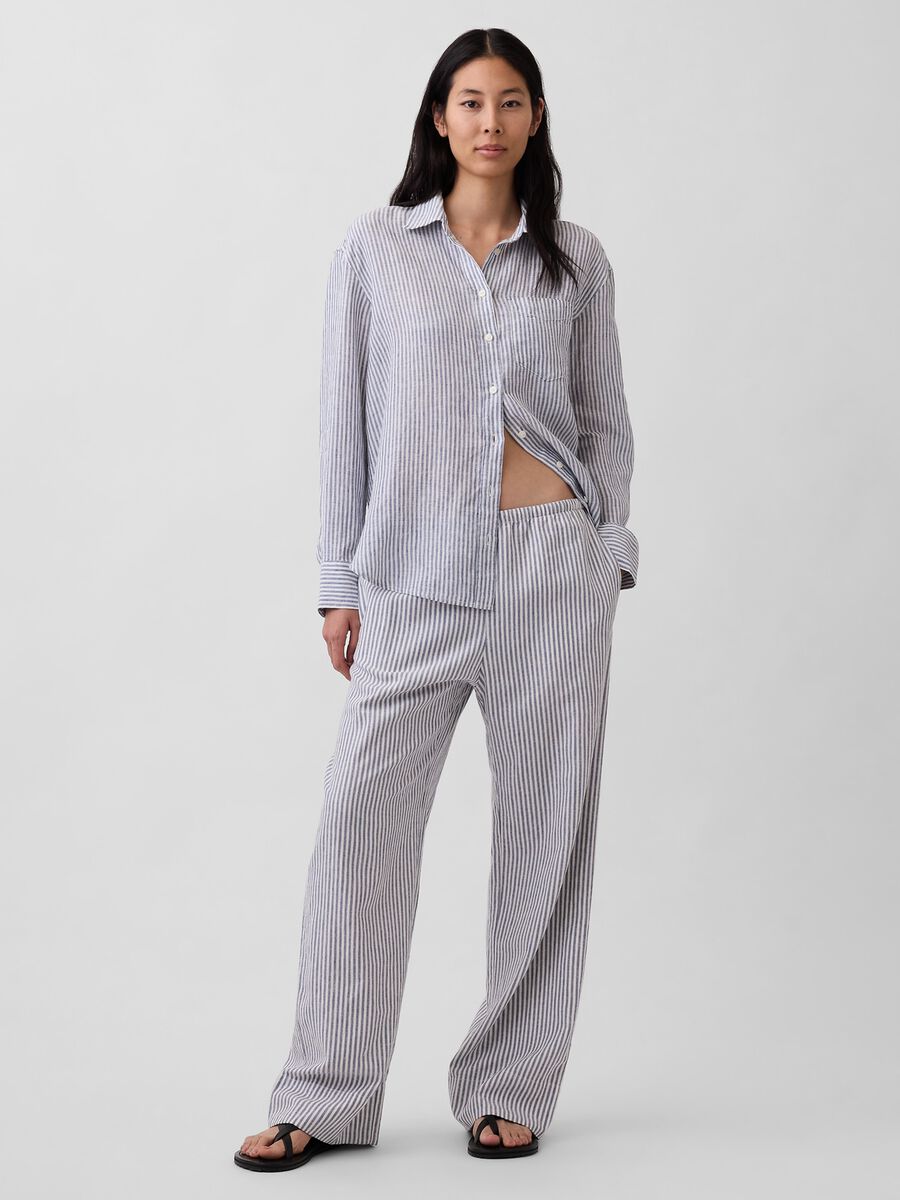 Striped linen-blend trousers_0