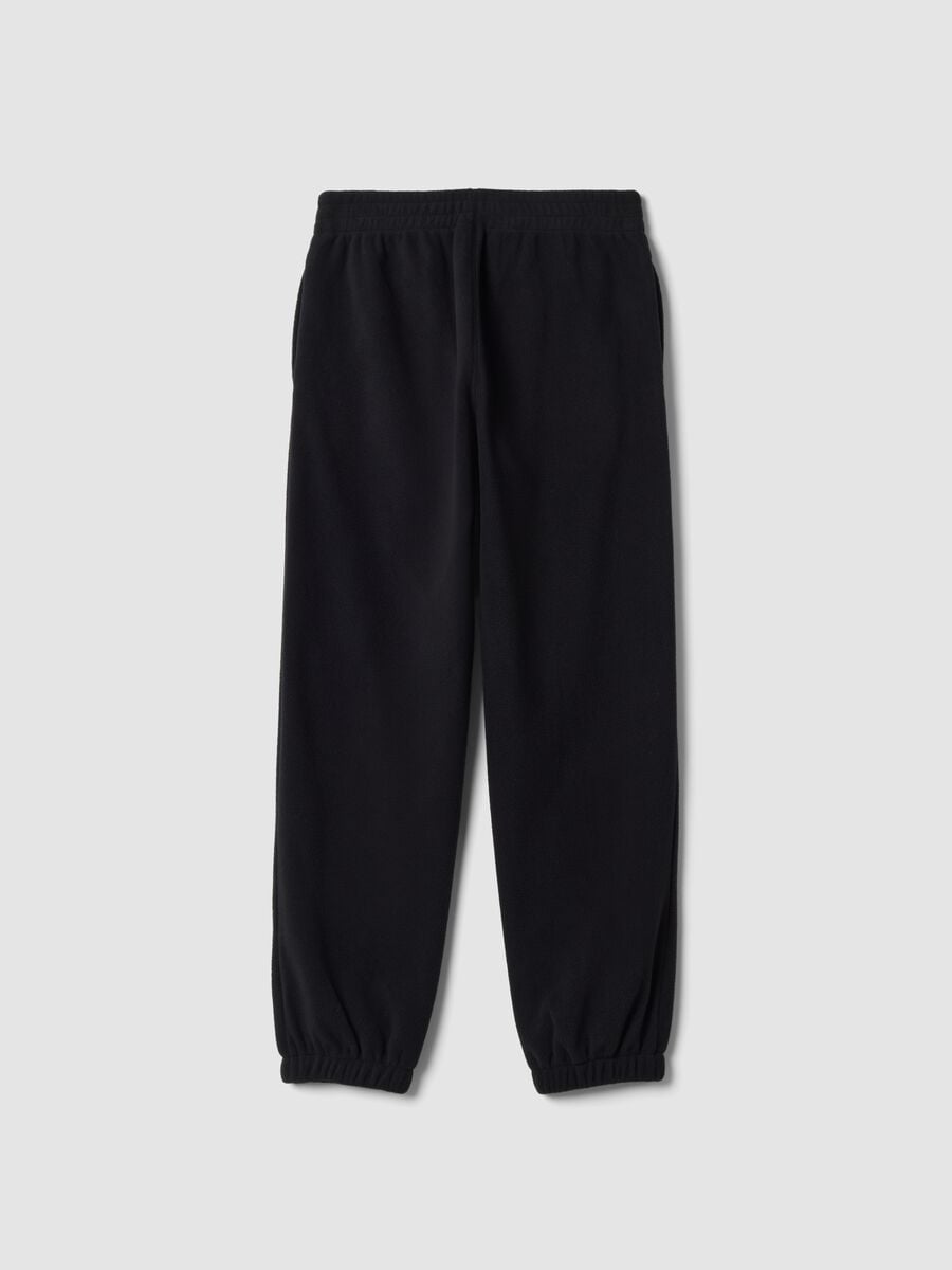 Black regular-fit fleece joggers with elasticated waistband_2