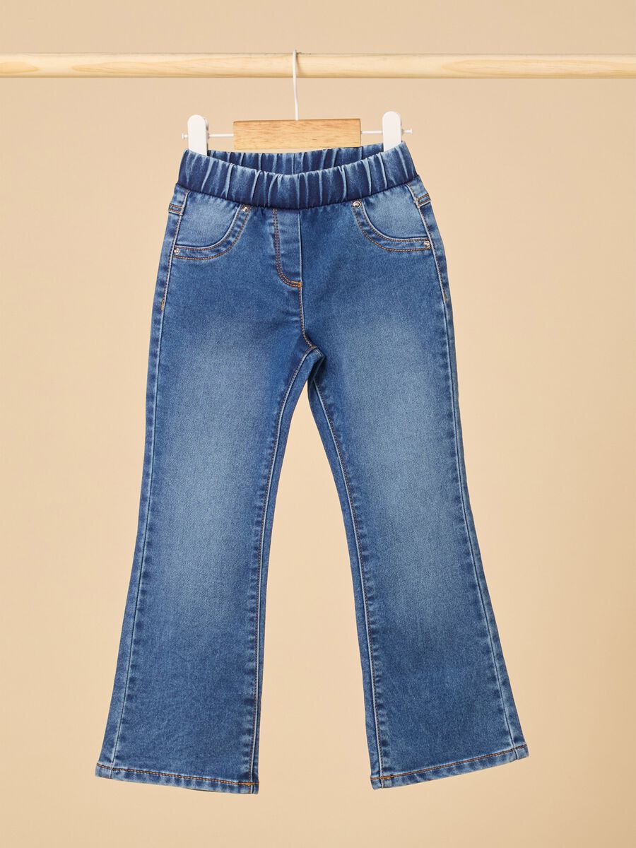 Cotton blend flare fit jeans_0