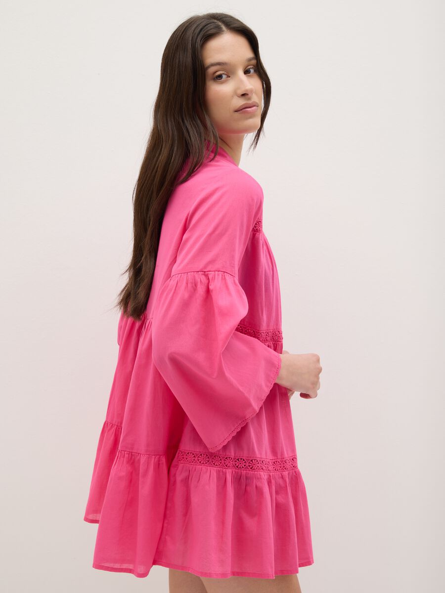 Loose-fitting pink women's shirt in pure cotton_1