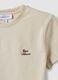 T-shirt crop beige in puro cotone a girocollo con stampa_6