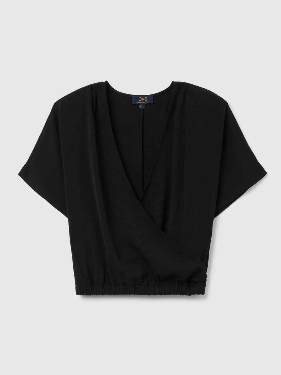 Short black crossover blouse_4