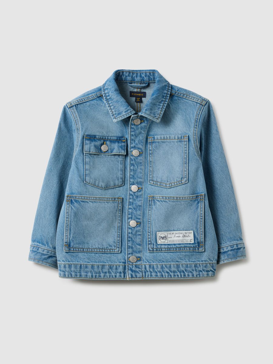 Child's regular fit blue denim pure cotton jacket_0