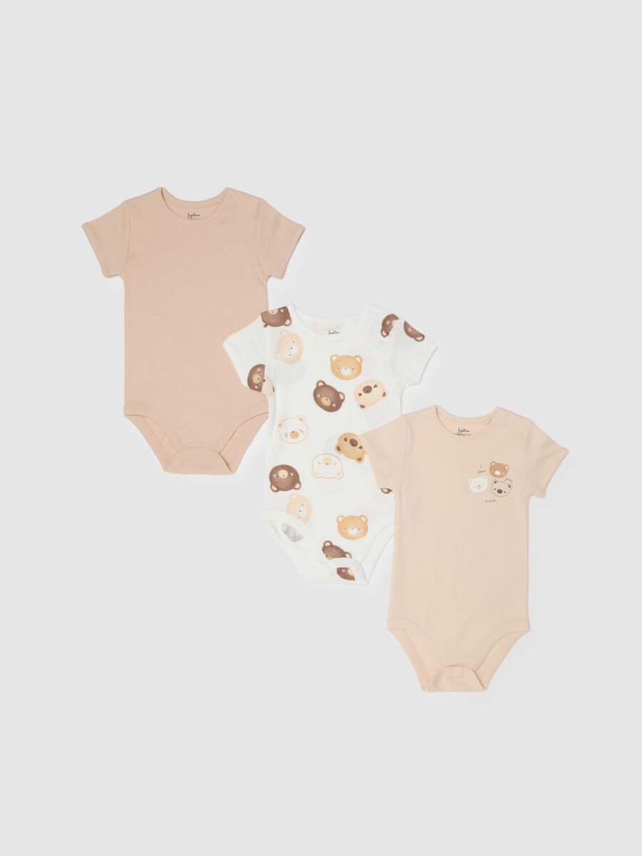 Baby girl's beige pure cotton bodysuit tripack_0