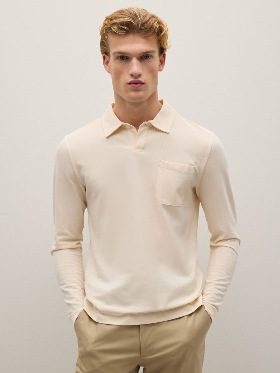 Beige pure cotton polo regular fit_1