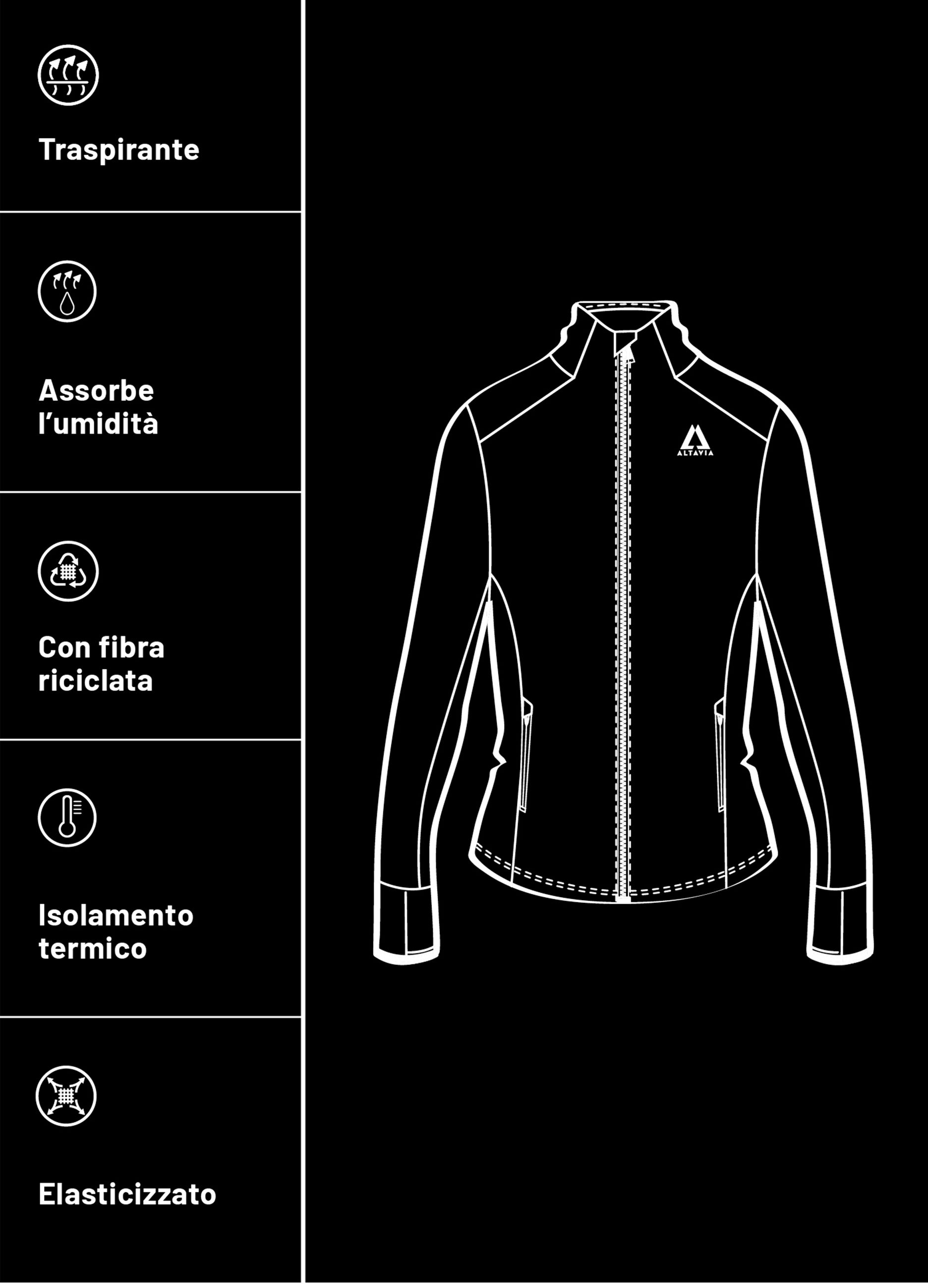 Altavia full-zip sweatshirt with high neck in technical fabric