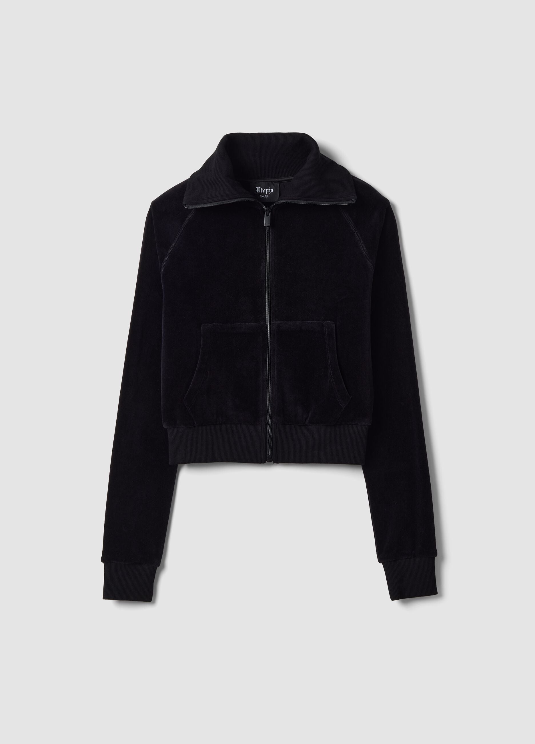 Black Velour Jacket with Rhinestone Logo