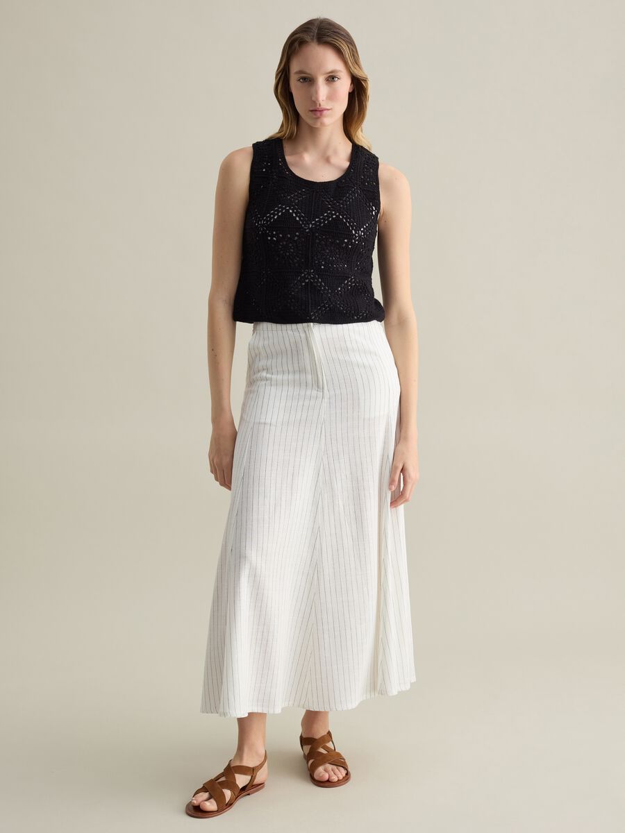 Long white pinstriped skirt_0