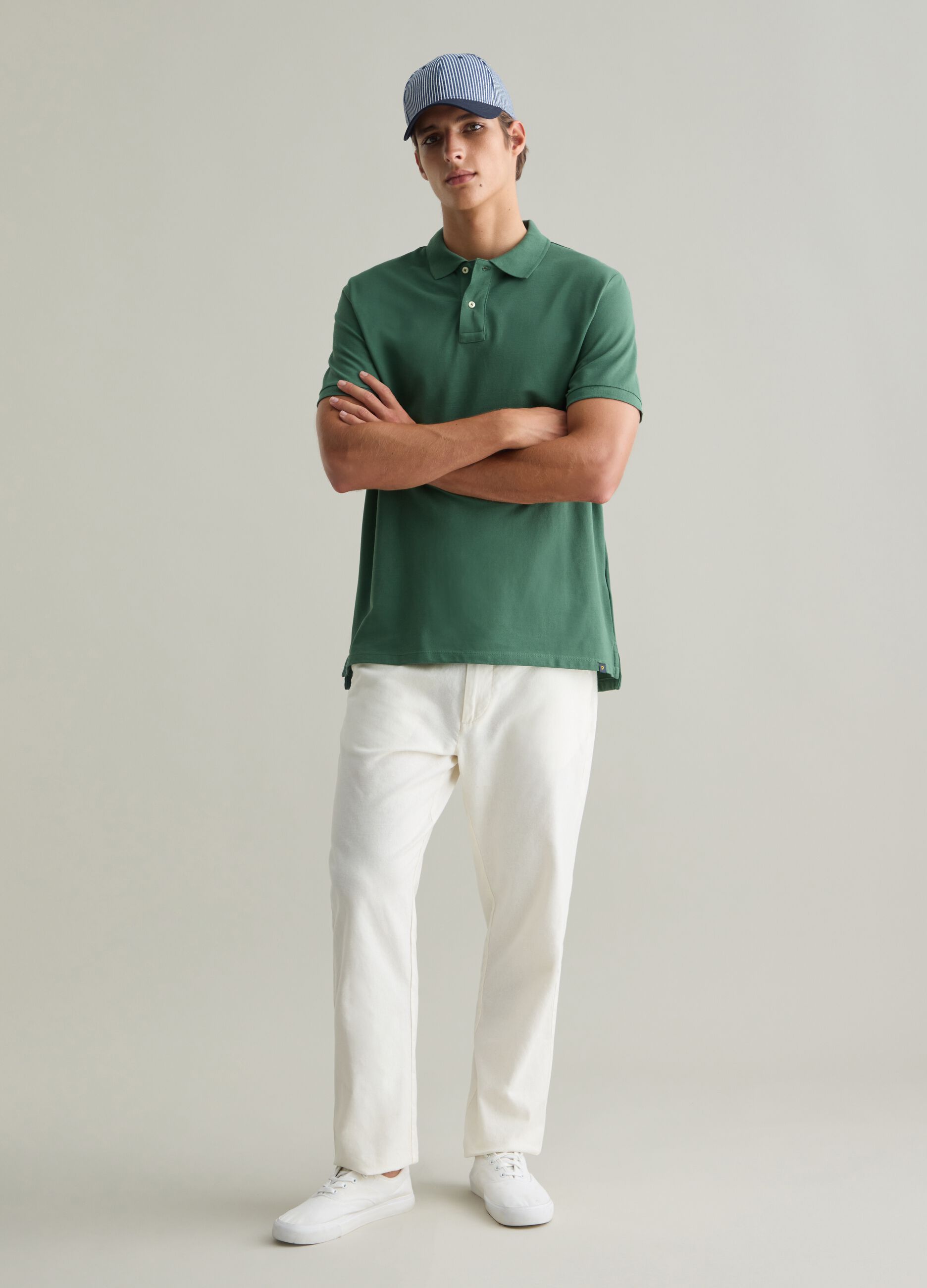 Polo da uomo in puro cotone Supima verde regular fit