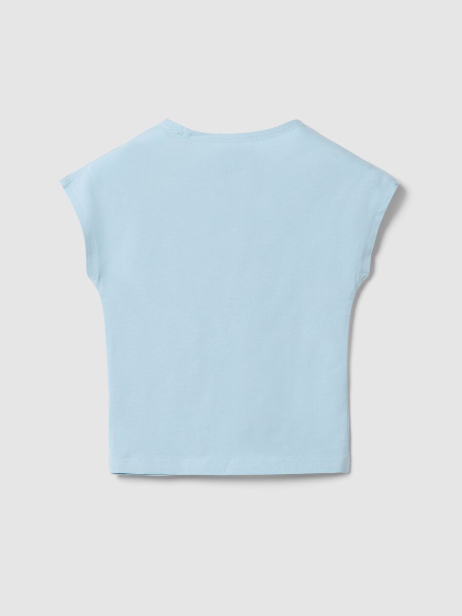 T-shirt in cotone elasticizzato azzurra da ragazza slim fit_1