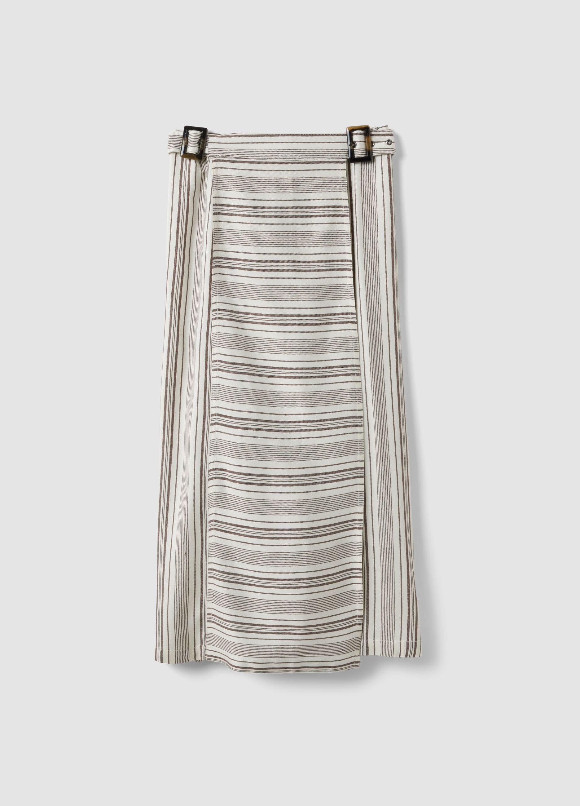 Striped maxi skirt in viscose-linen blend