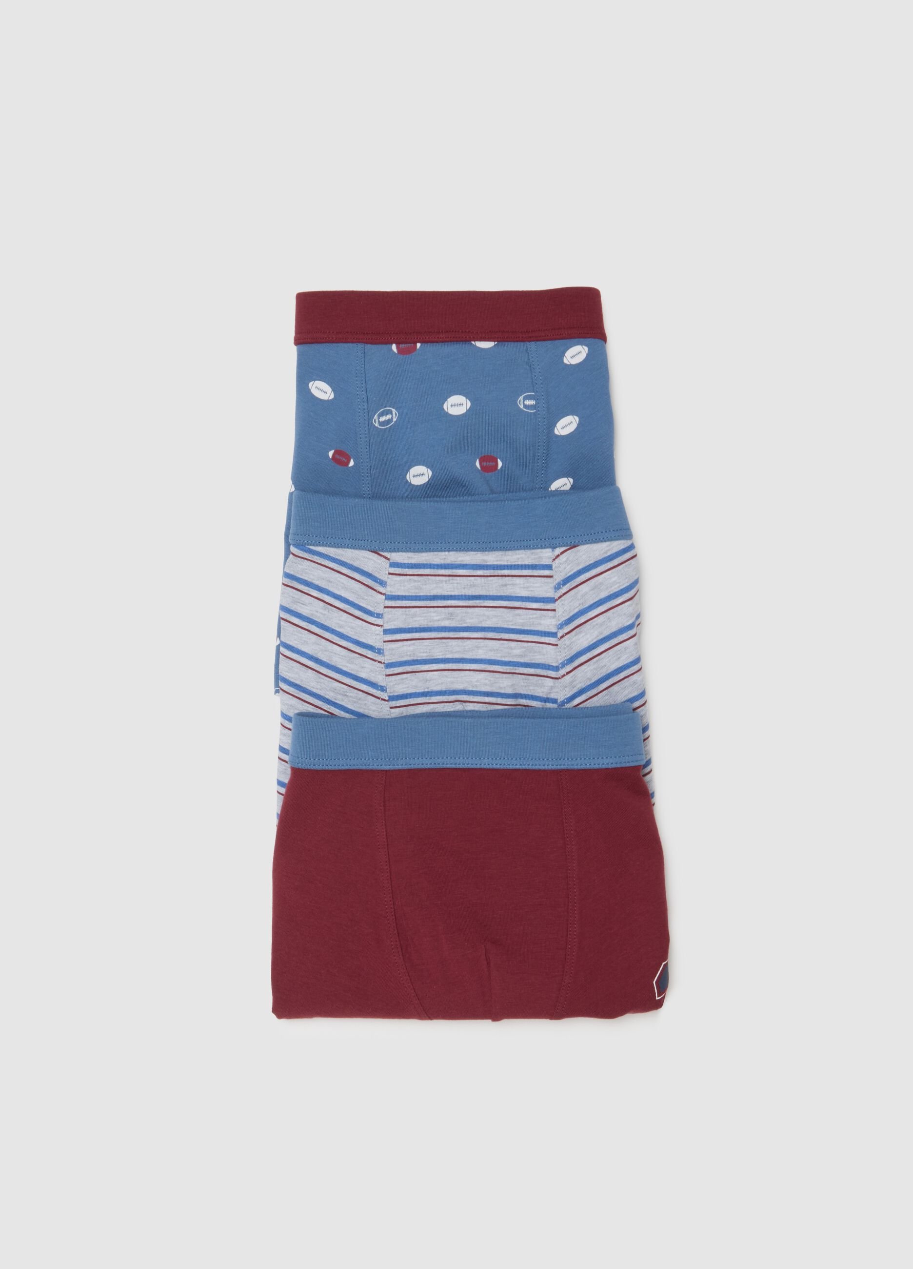 Set of three-pack boy's cotton boxer shorts in multicolor regular fit