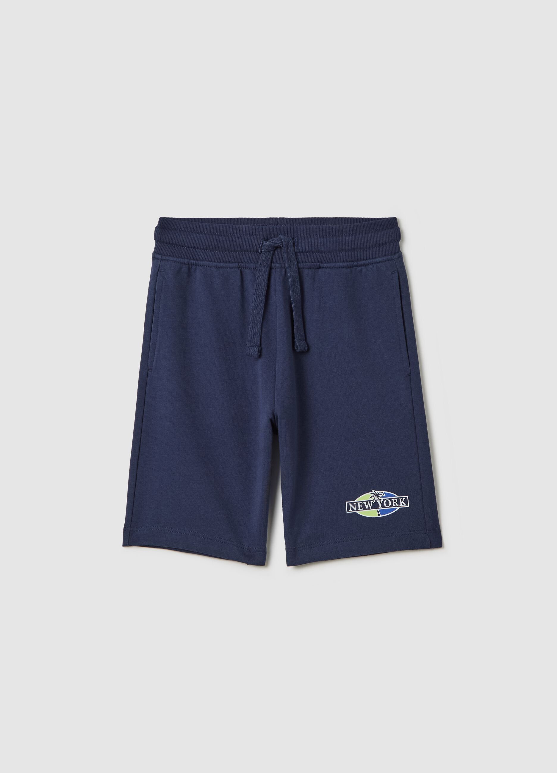 Blue shorts in pure cotton for boys